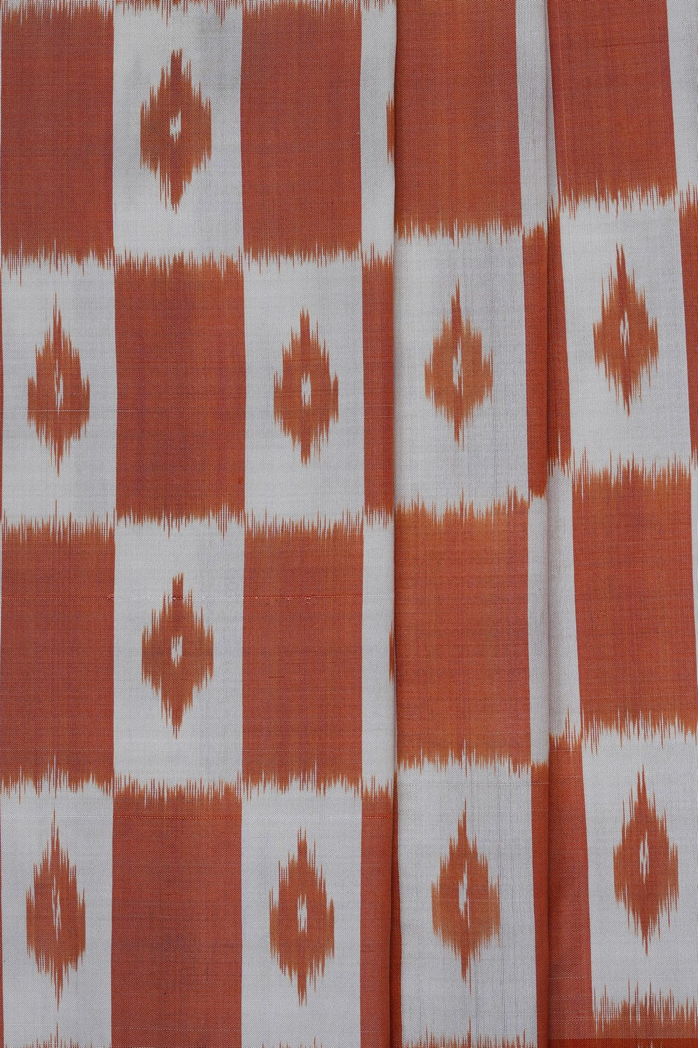 Image of Rust-Orange Pochampally Ikat Silk Saree