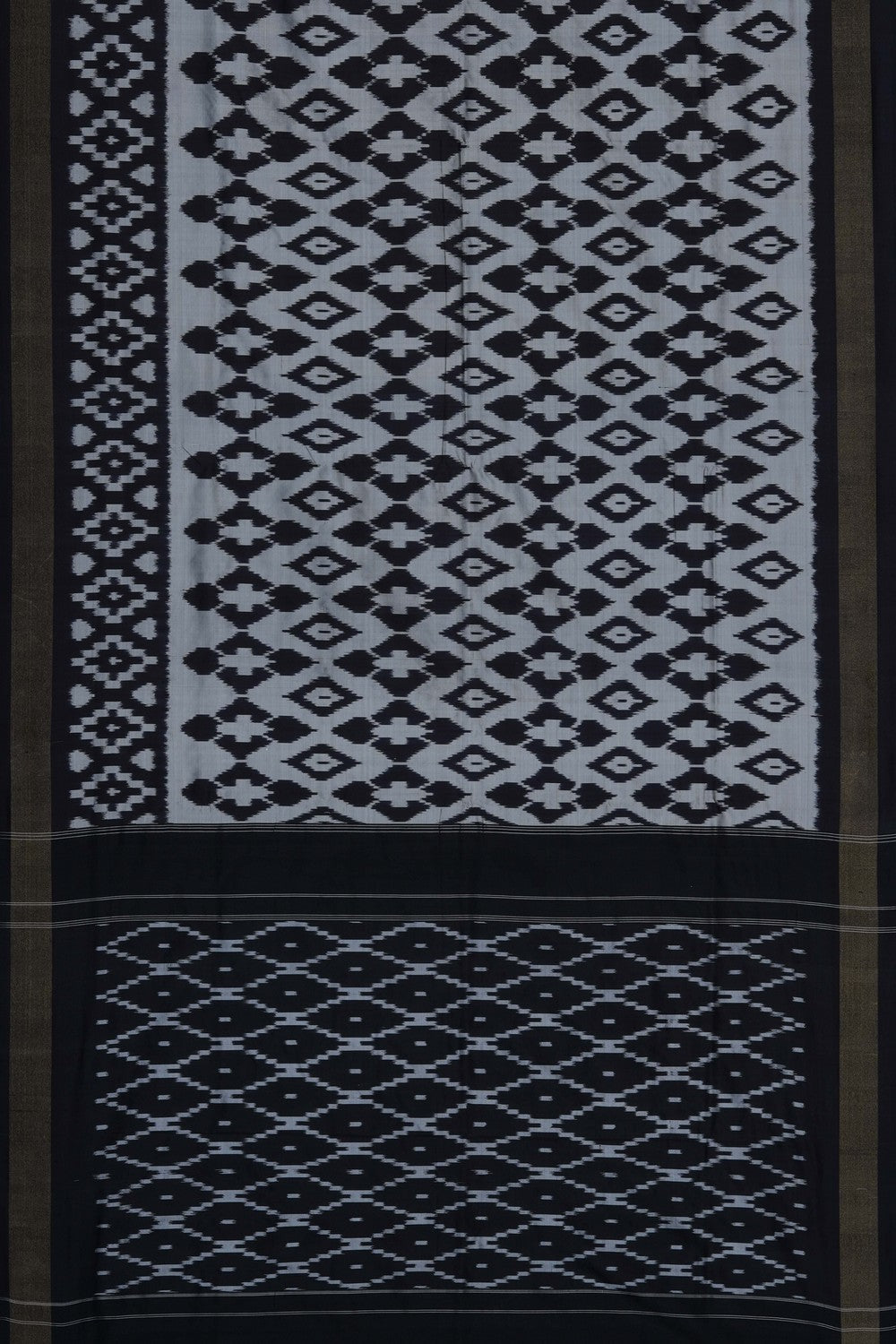 Image of Grey Pochampally Ikat Silk Saree