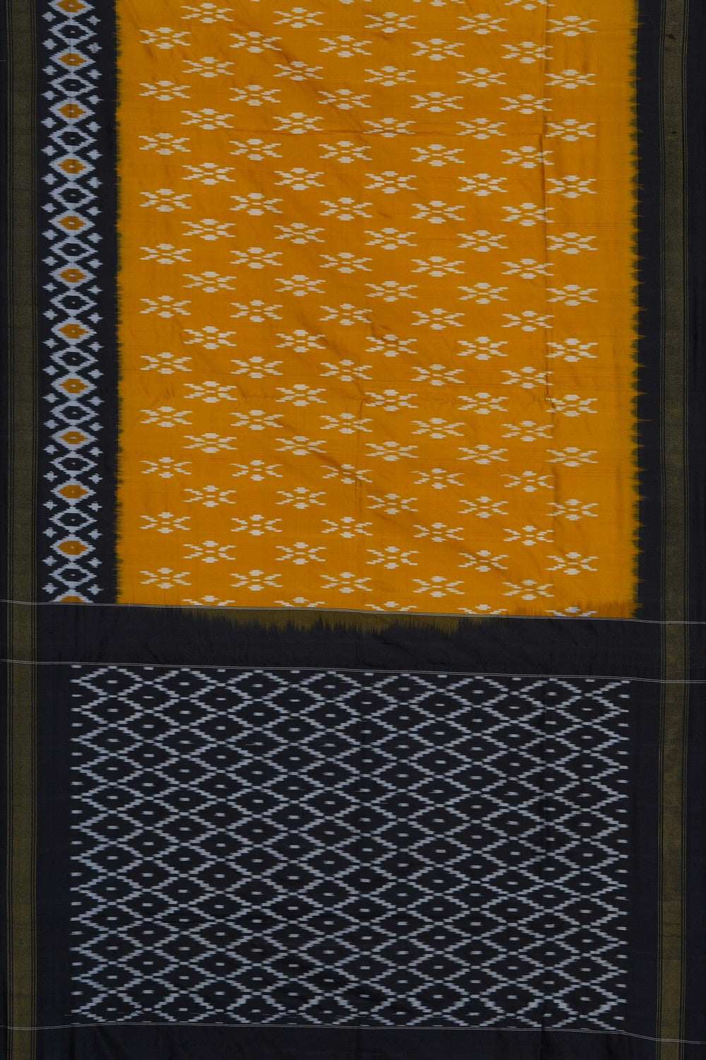 Image of Mustard Pochampally Ikat Silk Saree