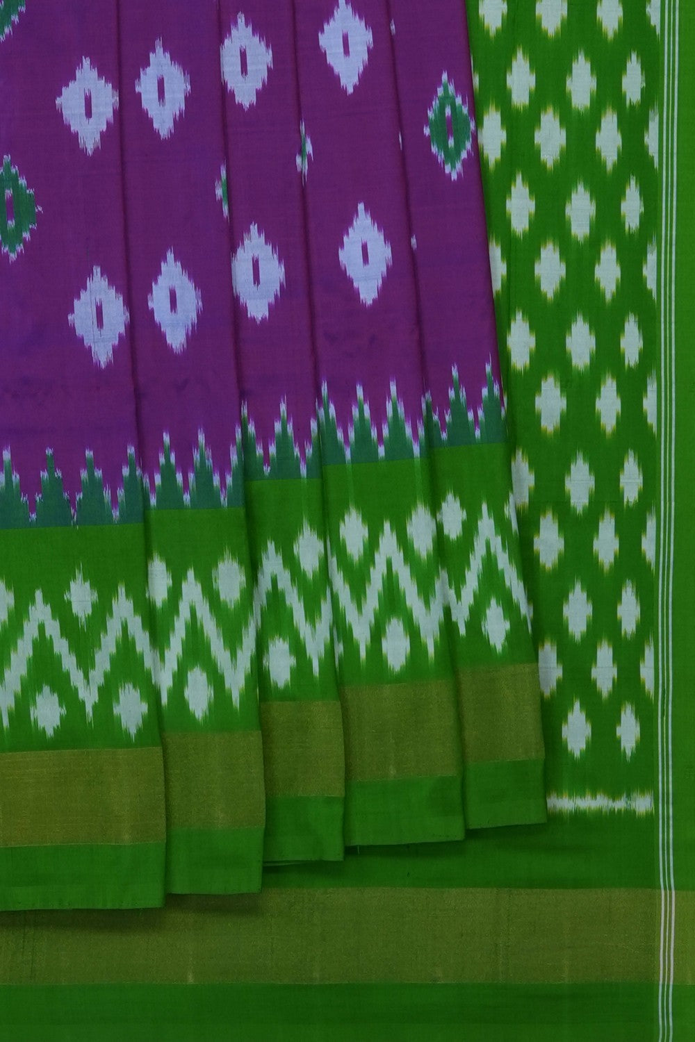 Image of Violet Pochampally Ikat Silk Saree