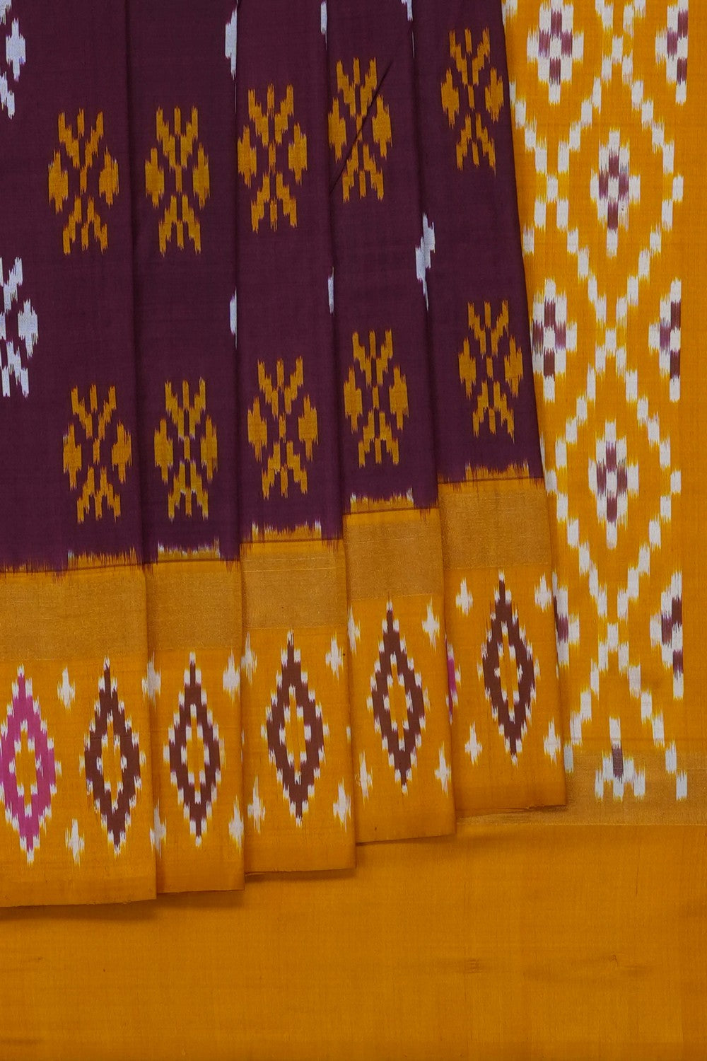 Image of Maroon Pochampally Ikat Silk Saree