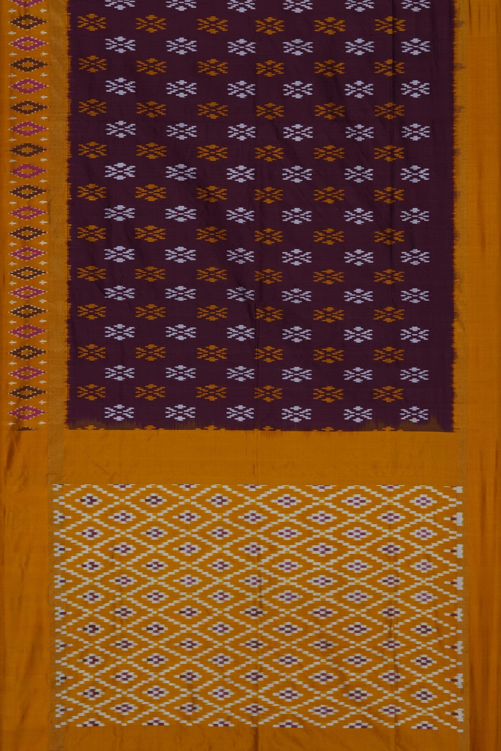 Image of Maroon Pochampally Ikat Silk Saree