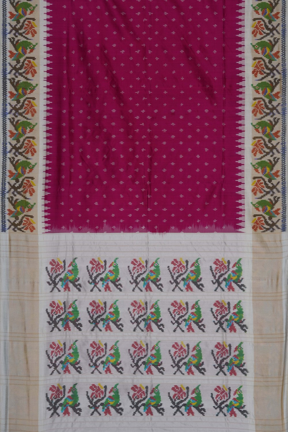 Image of Pink Pochampally Ikat Silk Saree