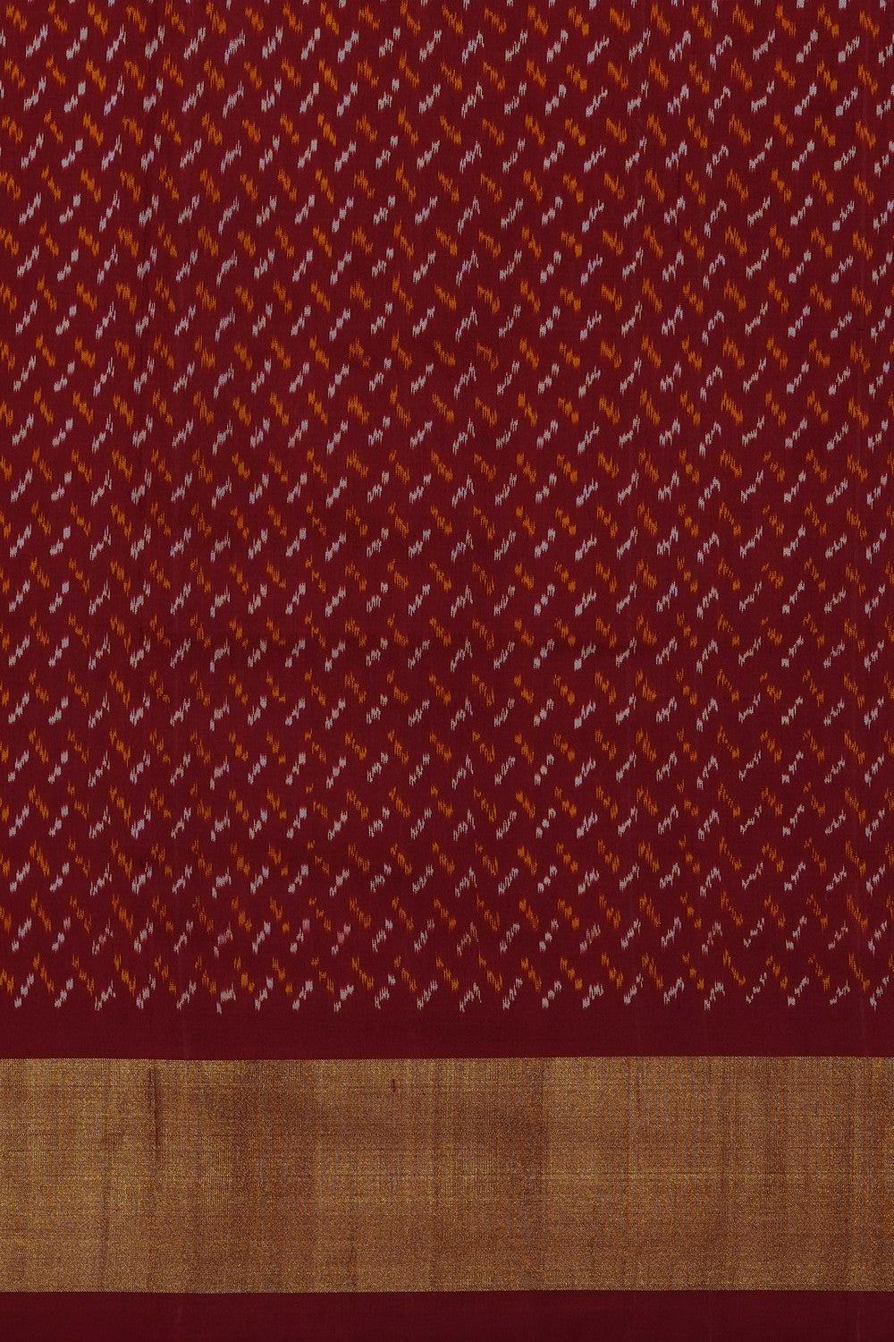 Image of White Pochampally Ikat Silk Saree