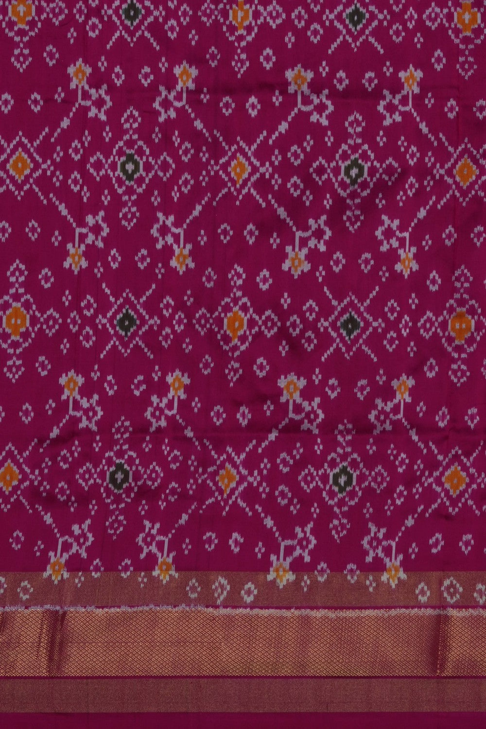 Image of Off-White Pochampally Ikat Silk Saree