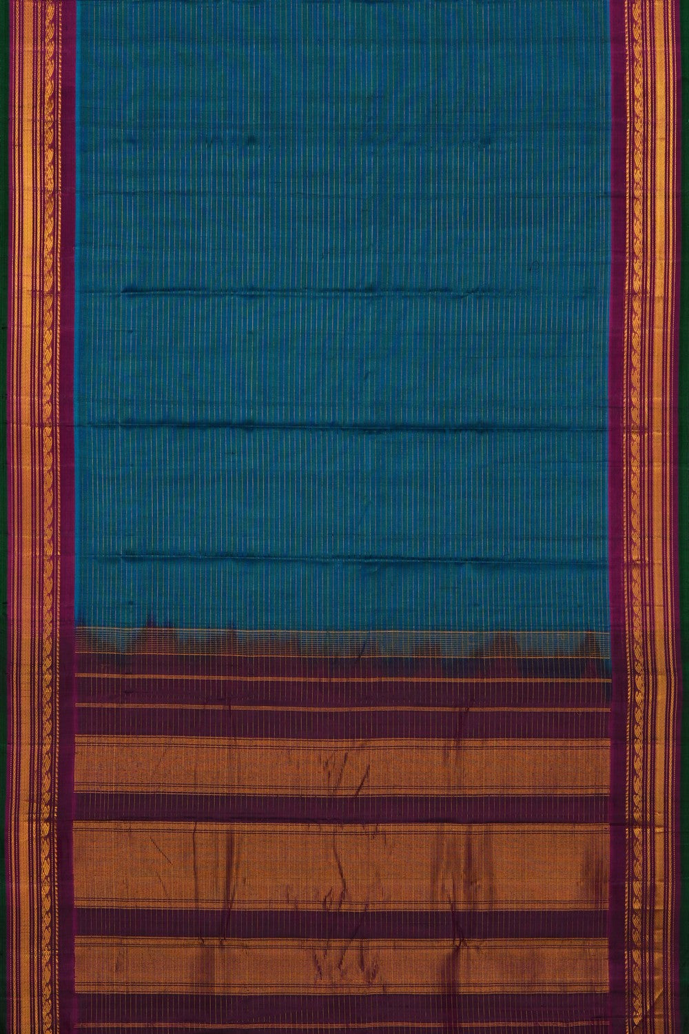 Image of Blue Gadwal Silk Cotton Saree