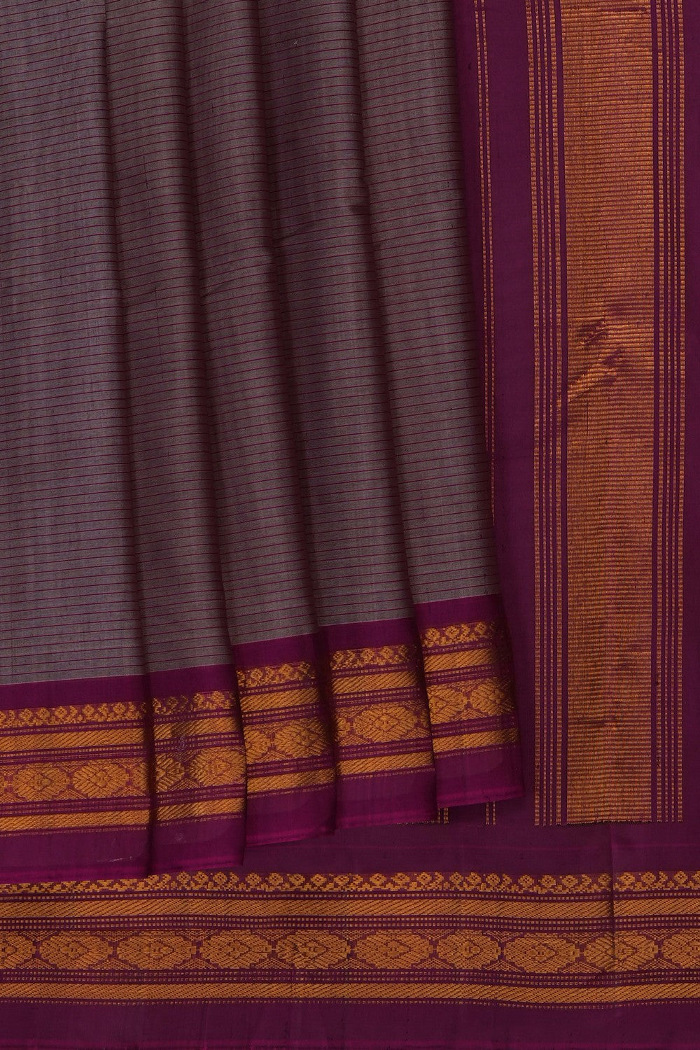 Image of Grey Gadwal Silk Cotton Saree
