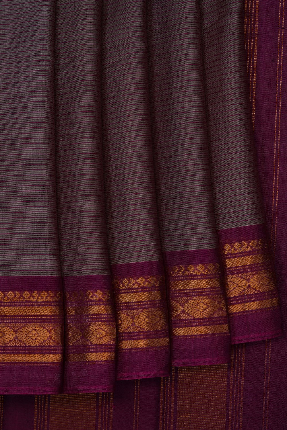 Image of Grey Gadwal Silk Cotton Saree