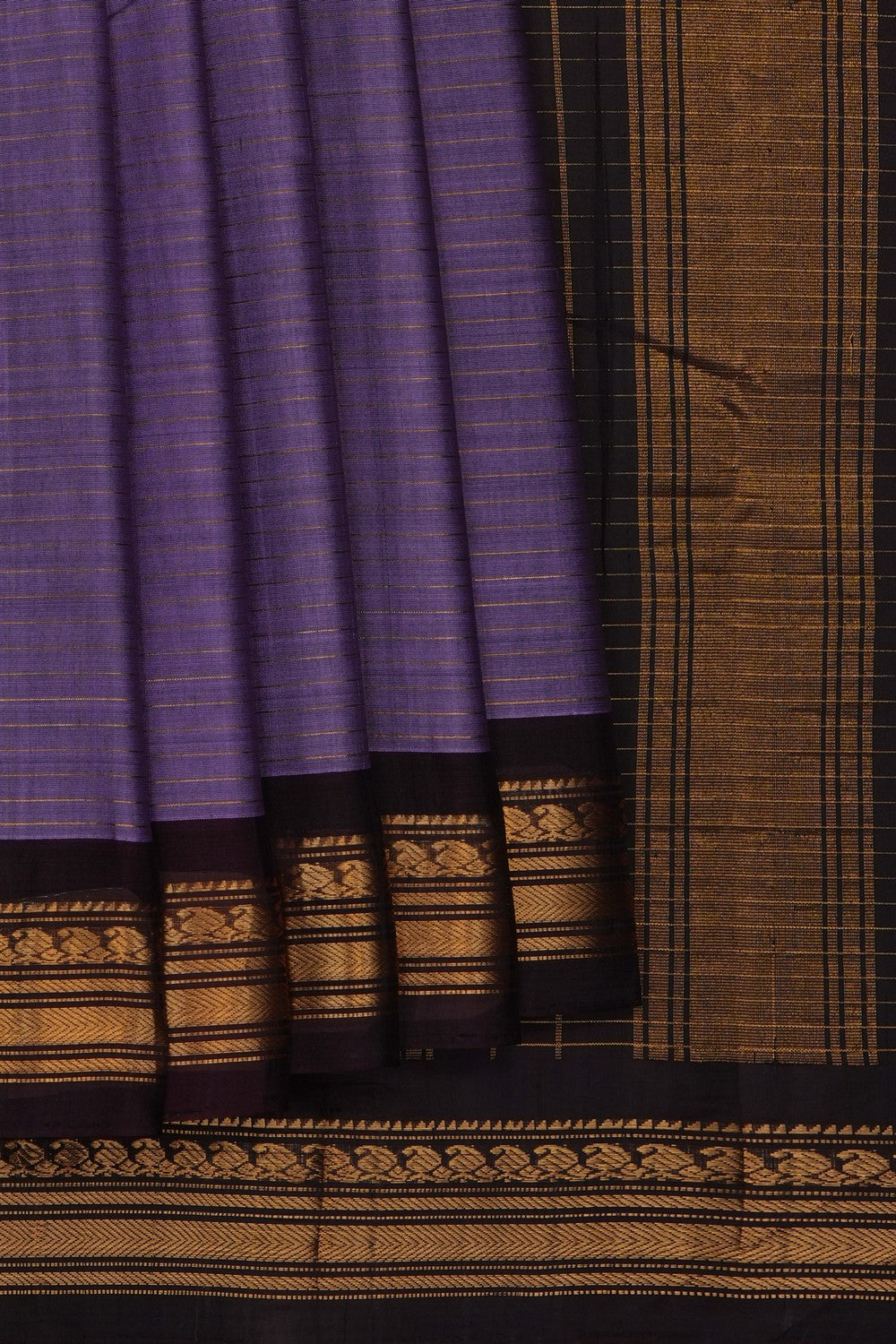 Image of Purple Gadwal Silk Cotton Saree