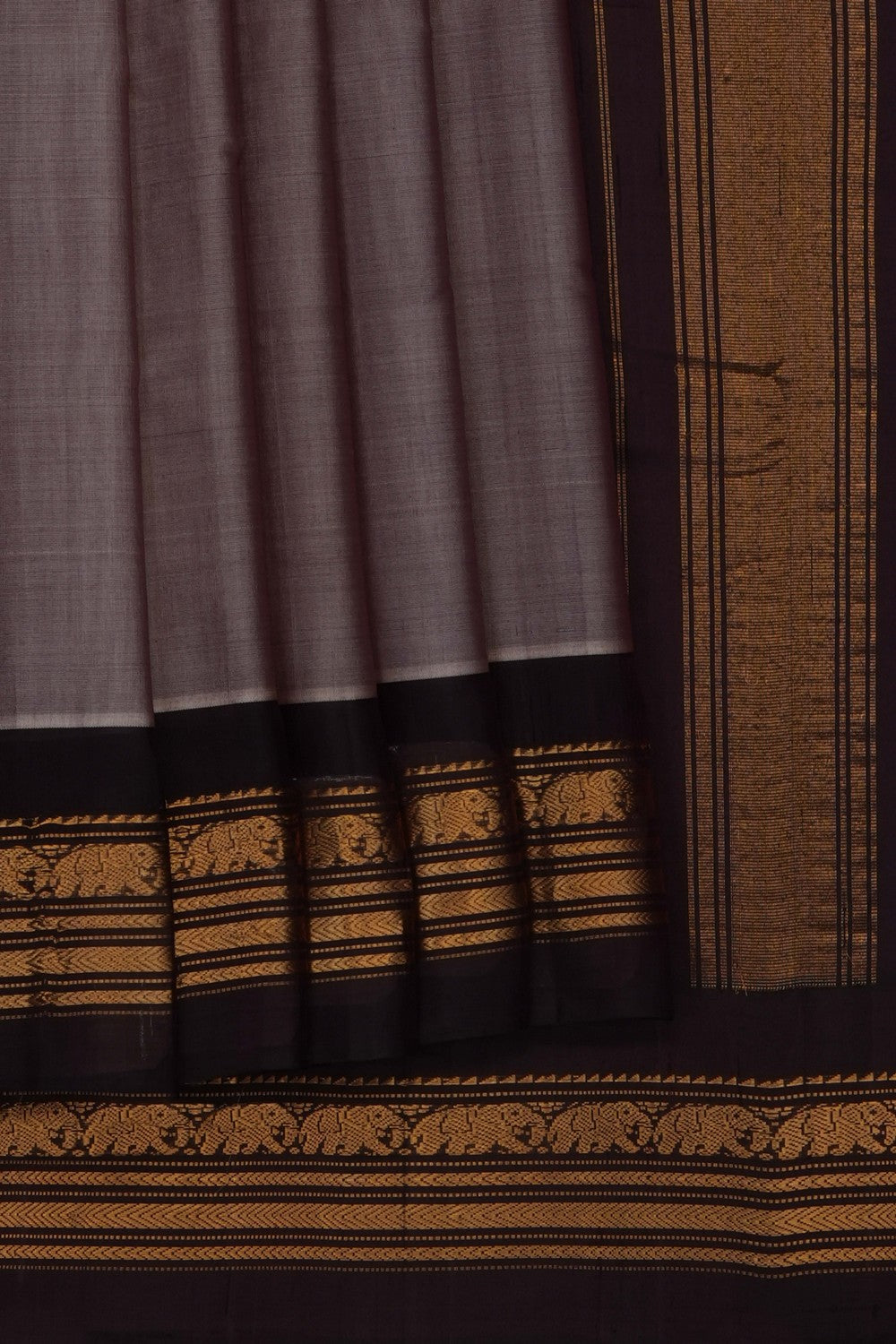 Image of Grey Gadwal Silk Cotton Saree