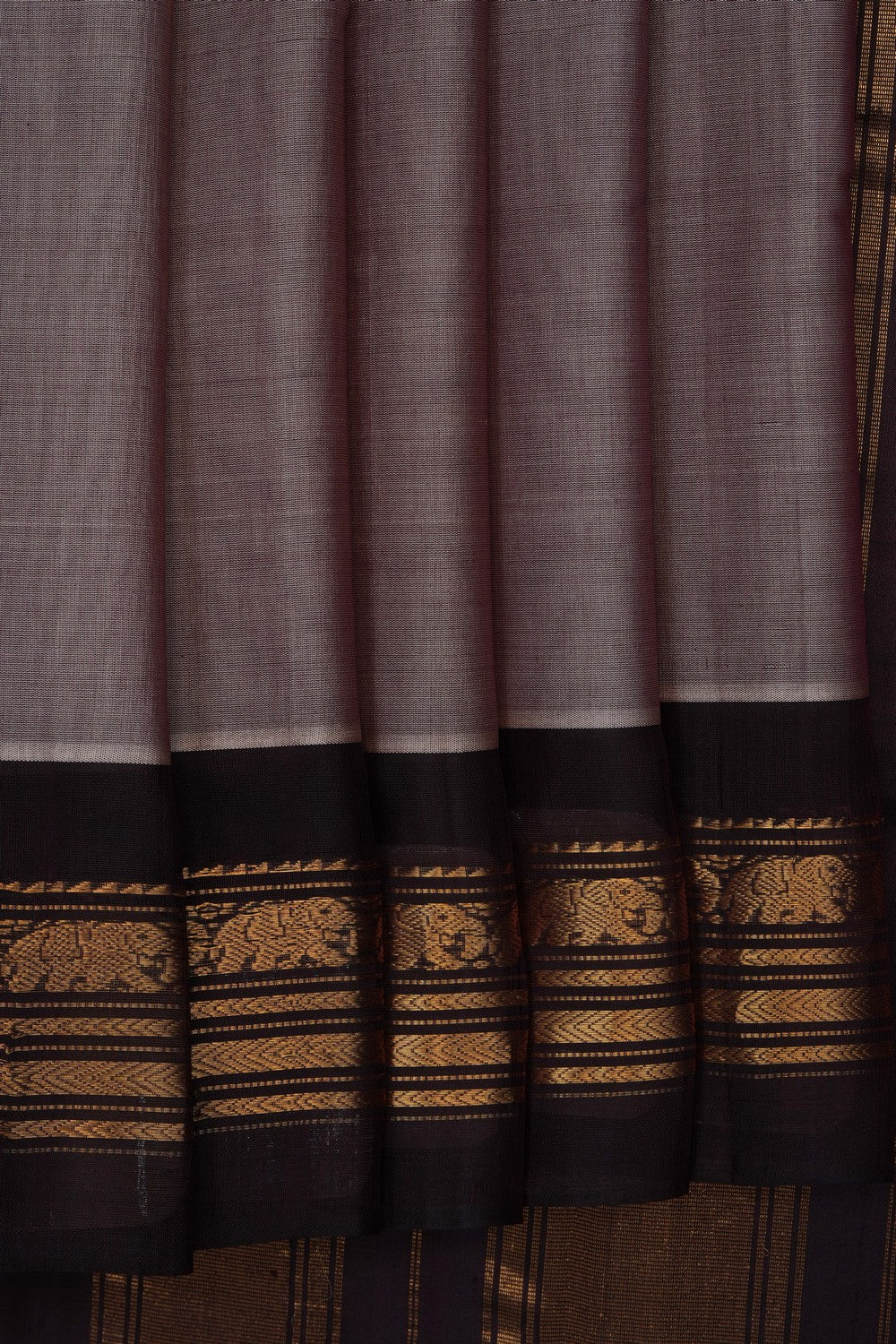 Image of Grey Gadwal Silk Cotton Saree