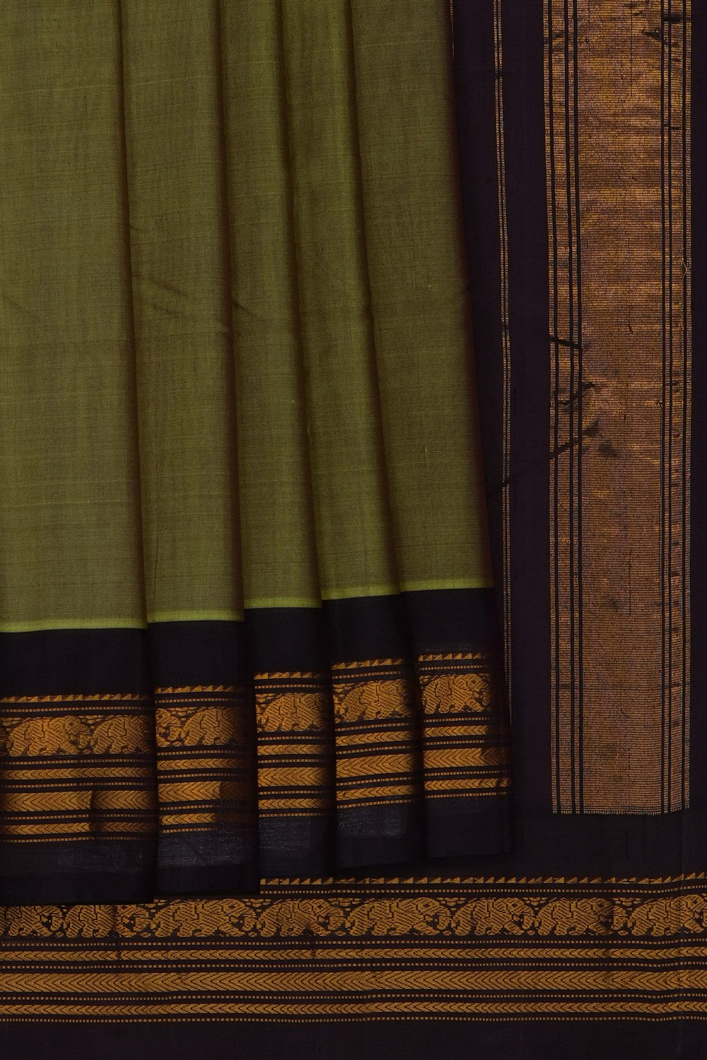 Image of Green Gadwal Silk Cotton Saree