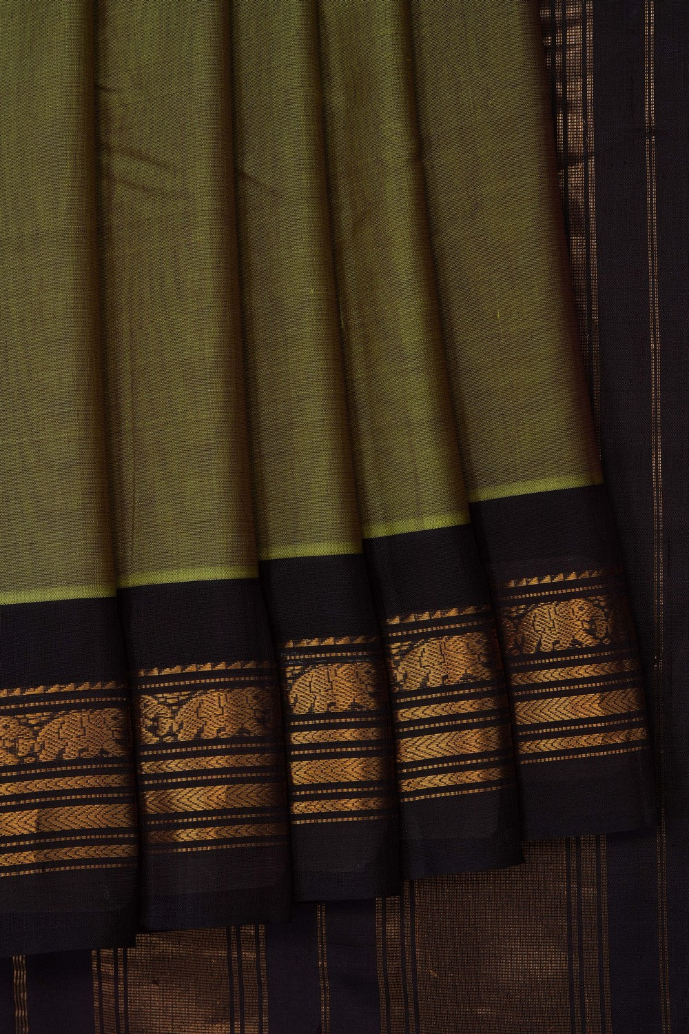 Image of Green Gadwal Silk Cotton Saree