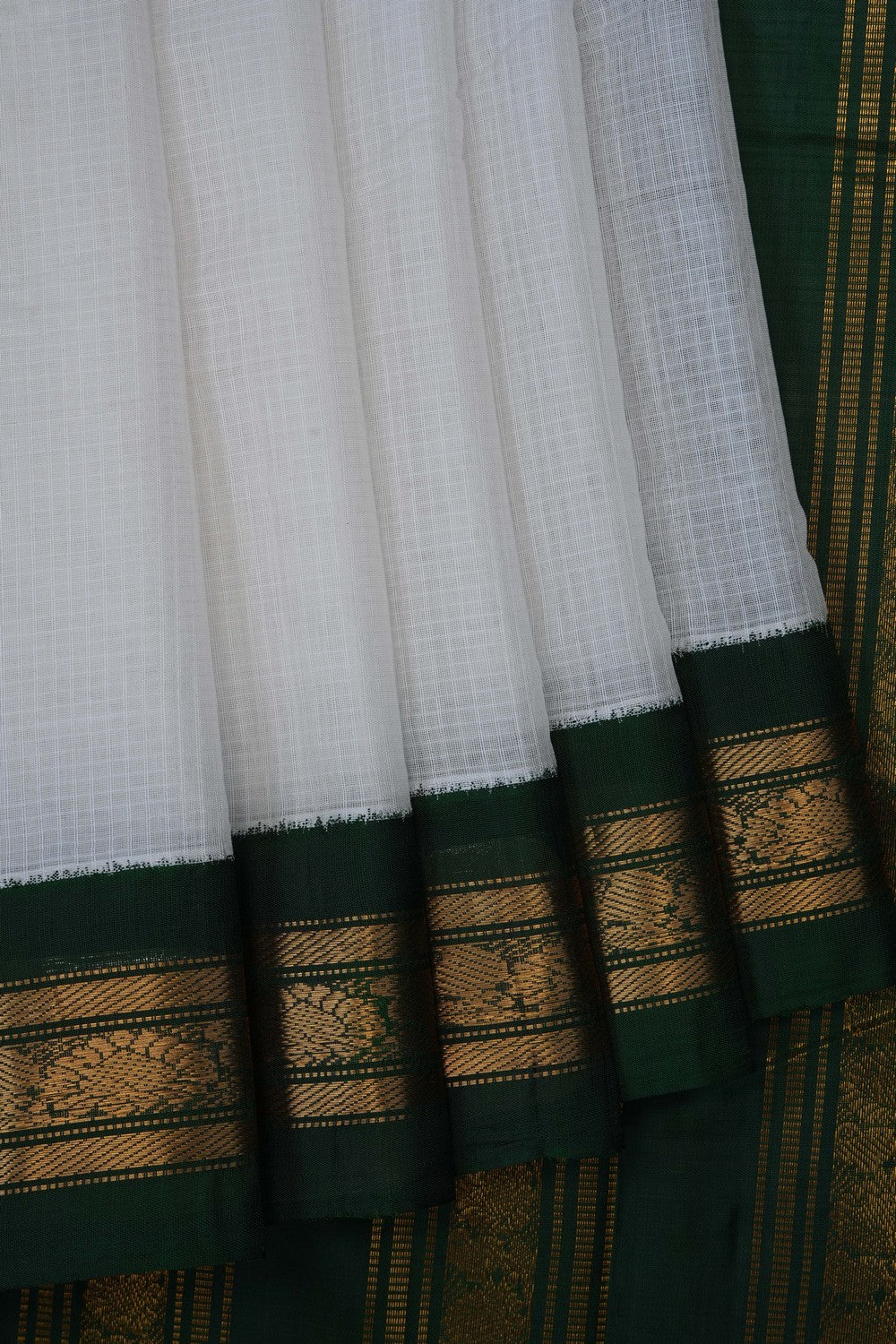 Image of White Gadwal Cotton Saree