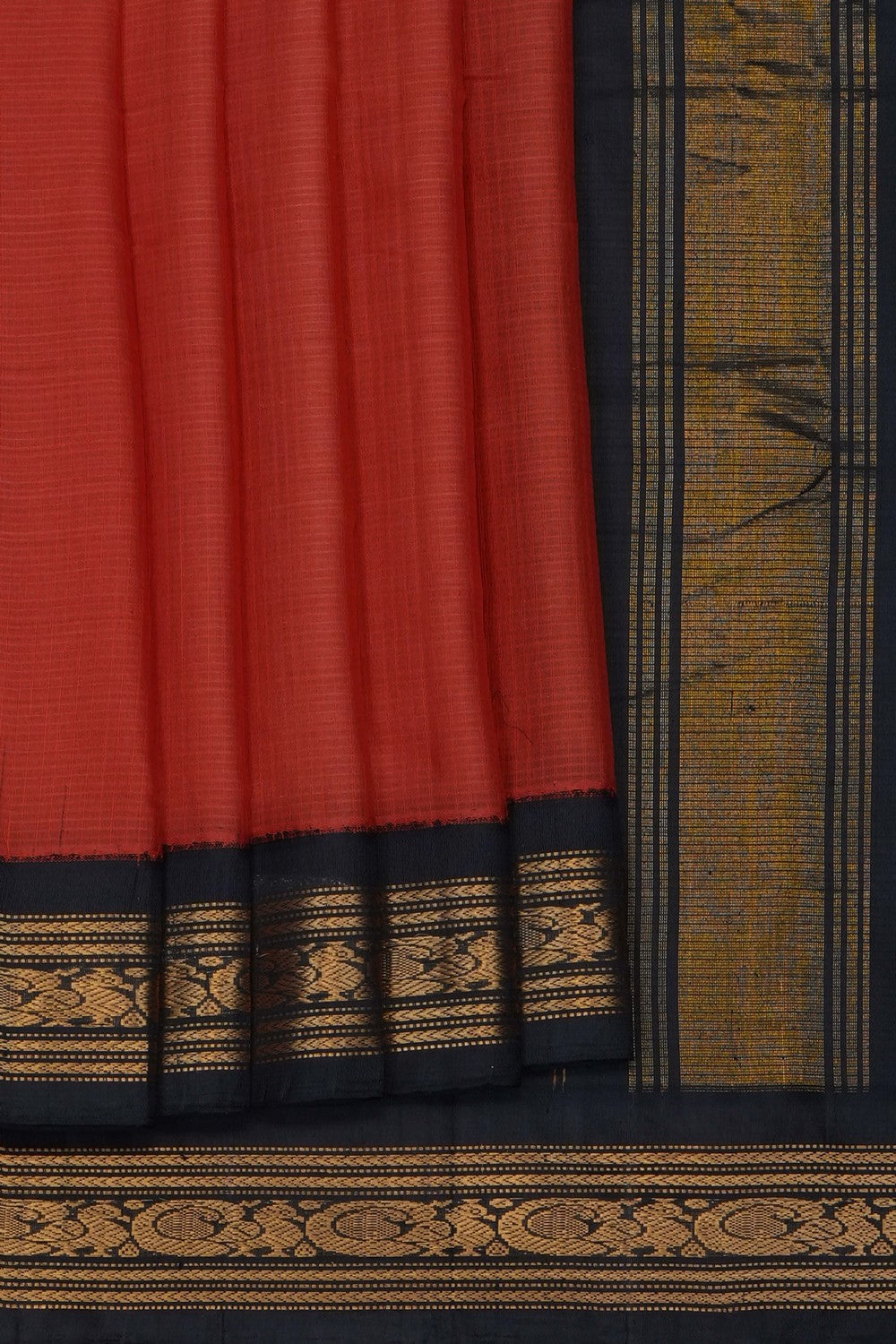 Image of Red Gadwal Cotton Saree