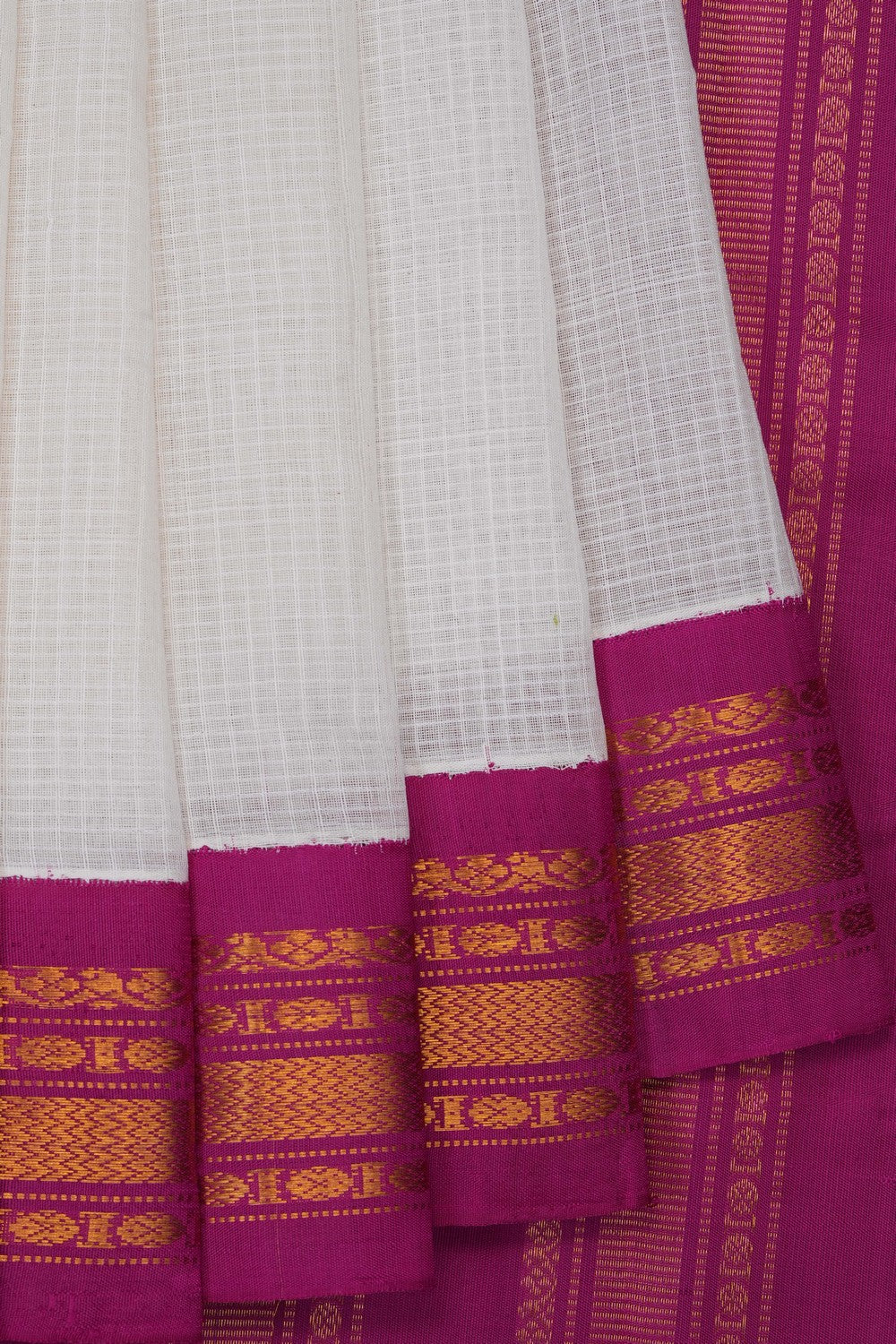 Image of Off-White Gadwal Cotton Saree