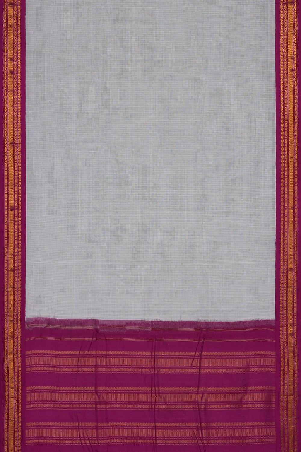 Image of Off-White Gadwal Cotton Saree
