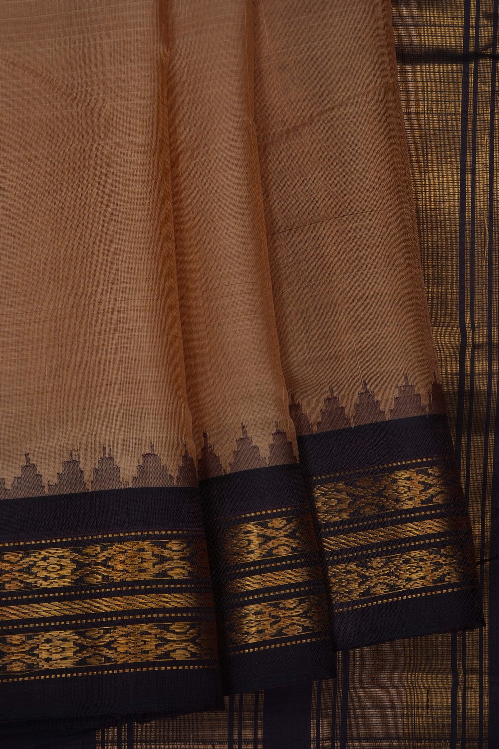 Image of Beige Gadwal Cotton Saree