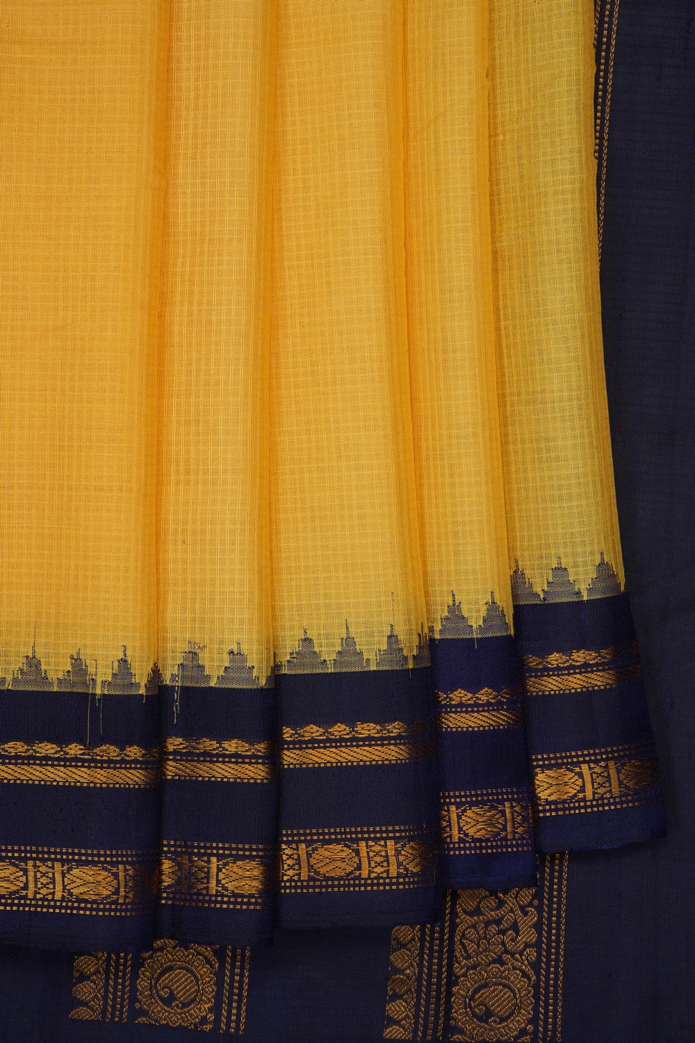 Image of Yellow Gadwal Cotton Saree