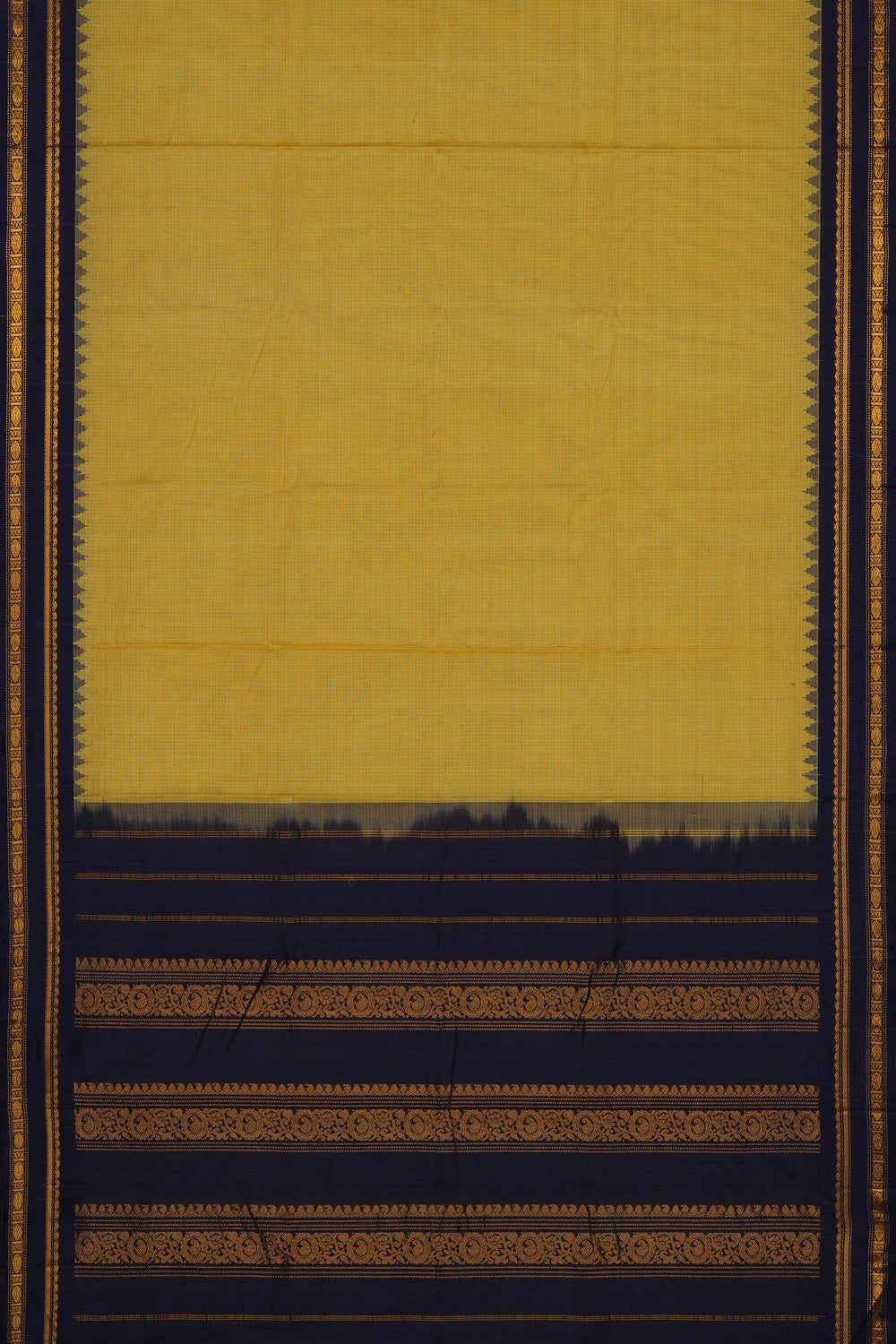 Image of Yellow Gadwal Cotton Saree