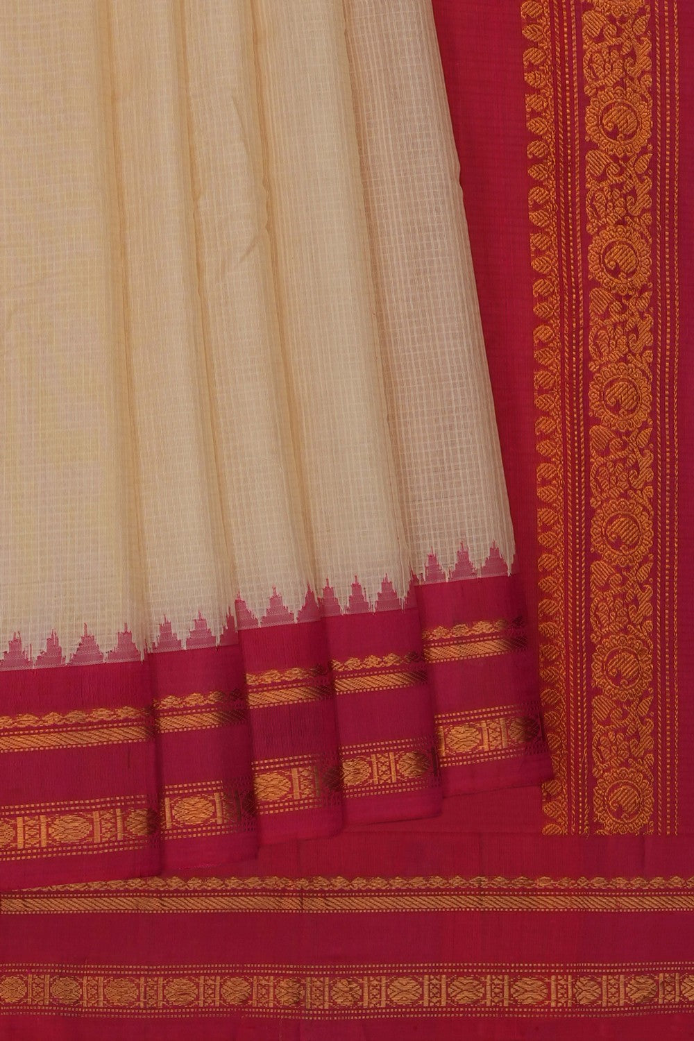 Image of Cream Gadwal Cotton Saree
