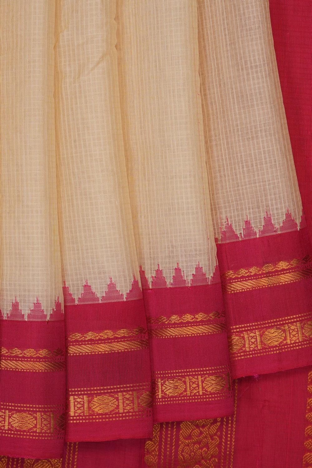 Image of Cream Gadwal Cotton Saree