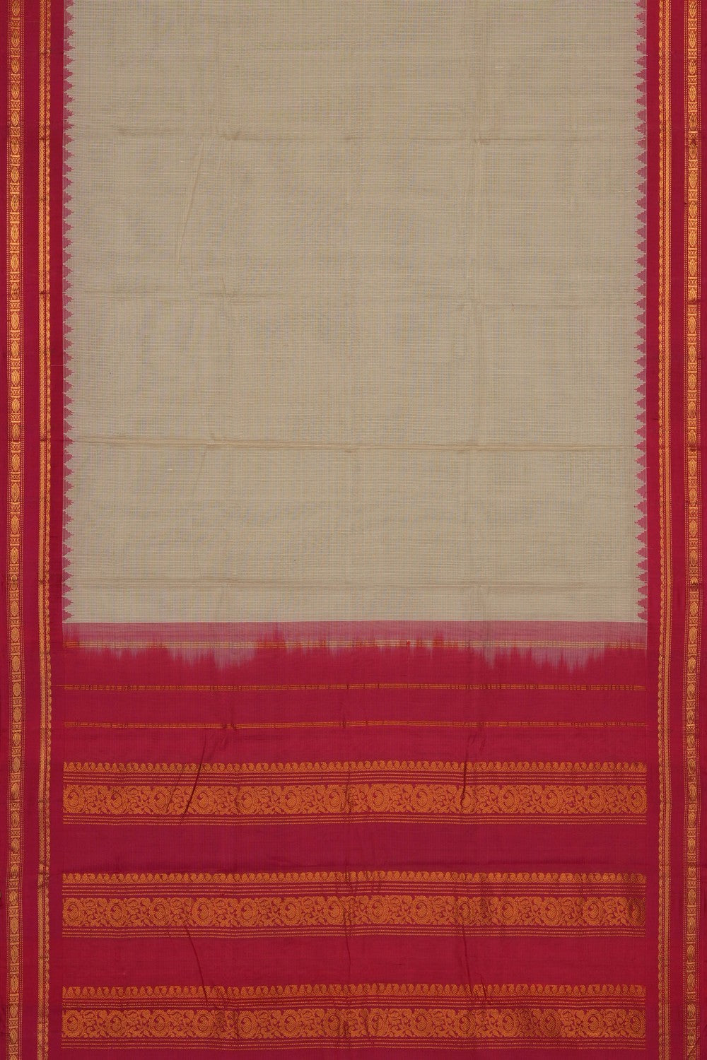 Image of Cream Gadwal Cotton Saree