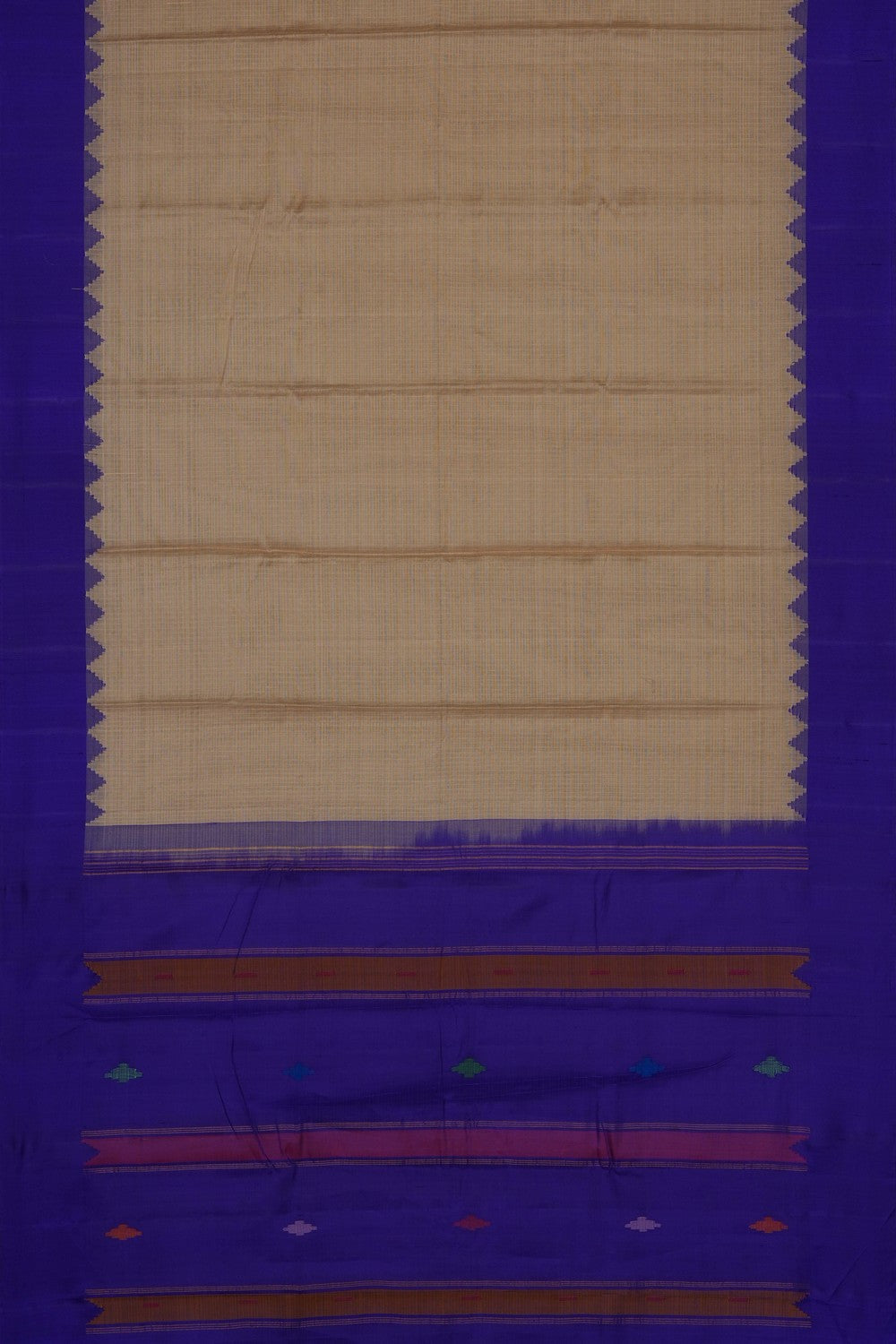 Image of Beige Gadwal Cotton Saree