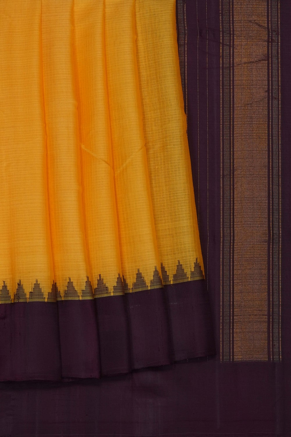 Image of Yellow Gadwal Cotton Saree