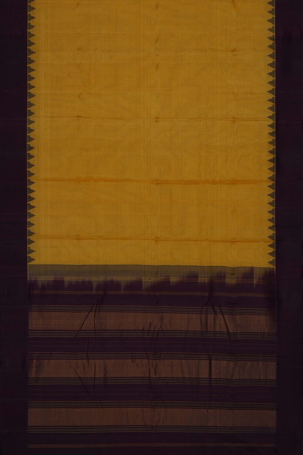 Image of Yellow Gadwal Cotton Saree