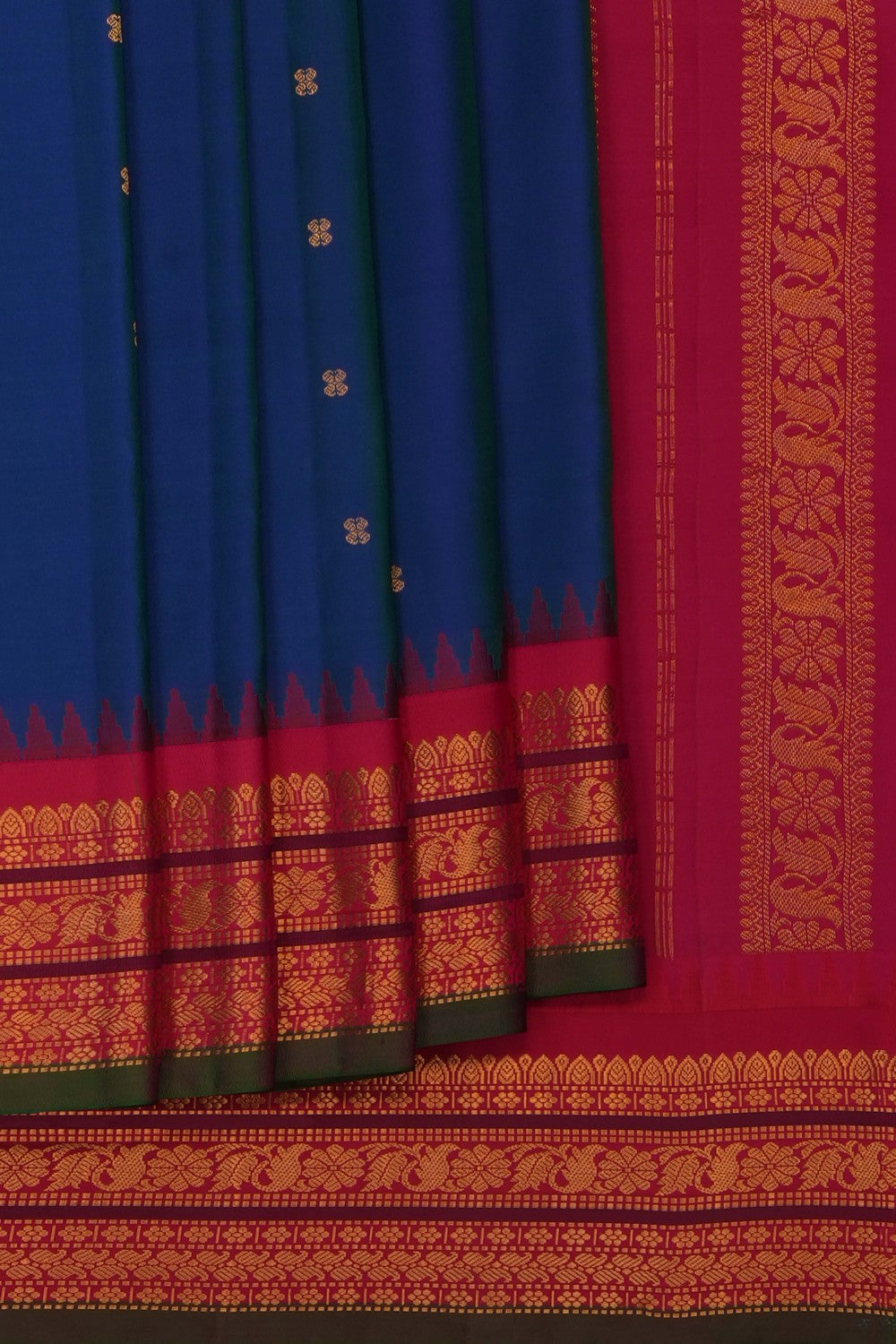 Image of Blue Gadwal Silk Saree