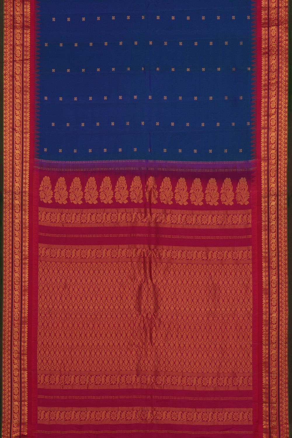 Image of Blue Gadwal Silk Saree