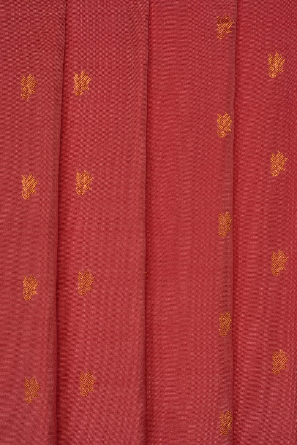 Image of Coral-Pink Gadwal Silk Saree