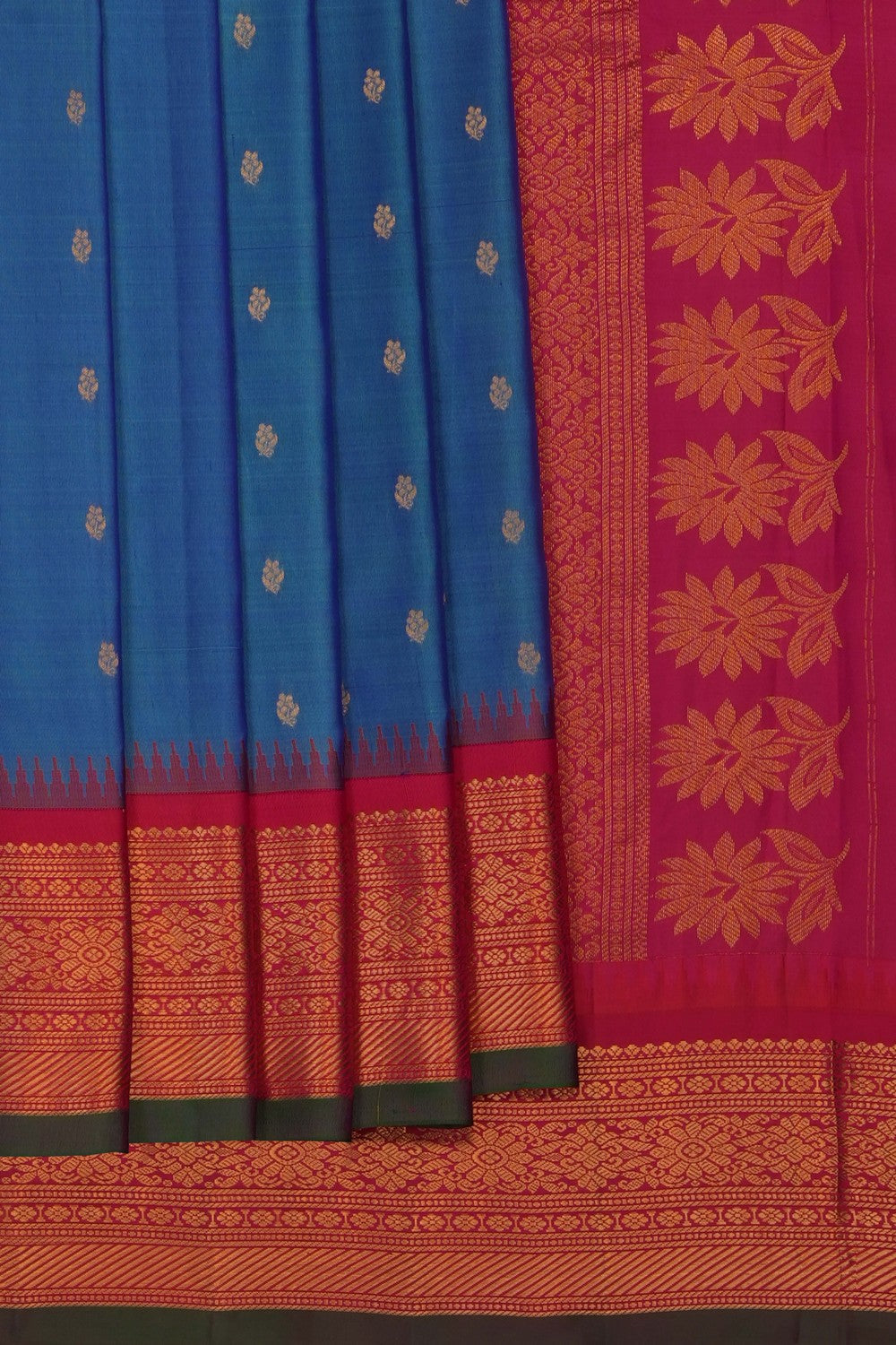 Image of Blue Gadwal Silk Saree