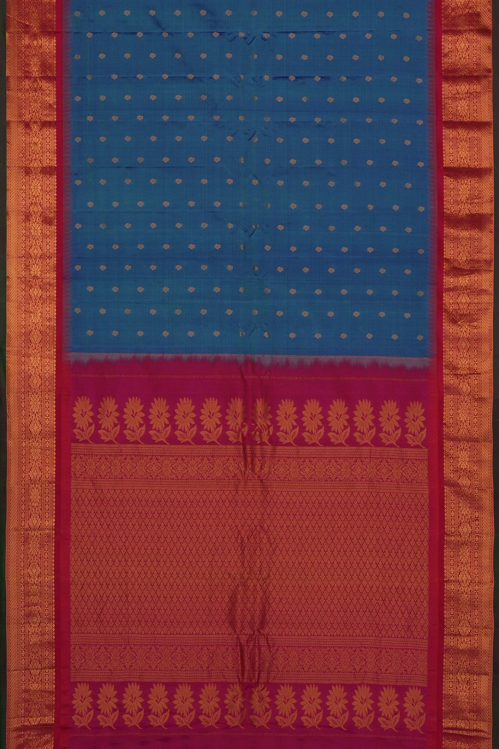 Image of Blue Gadwal Silk Saree