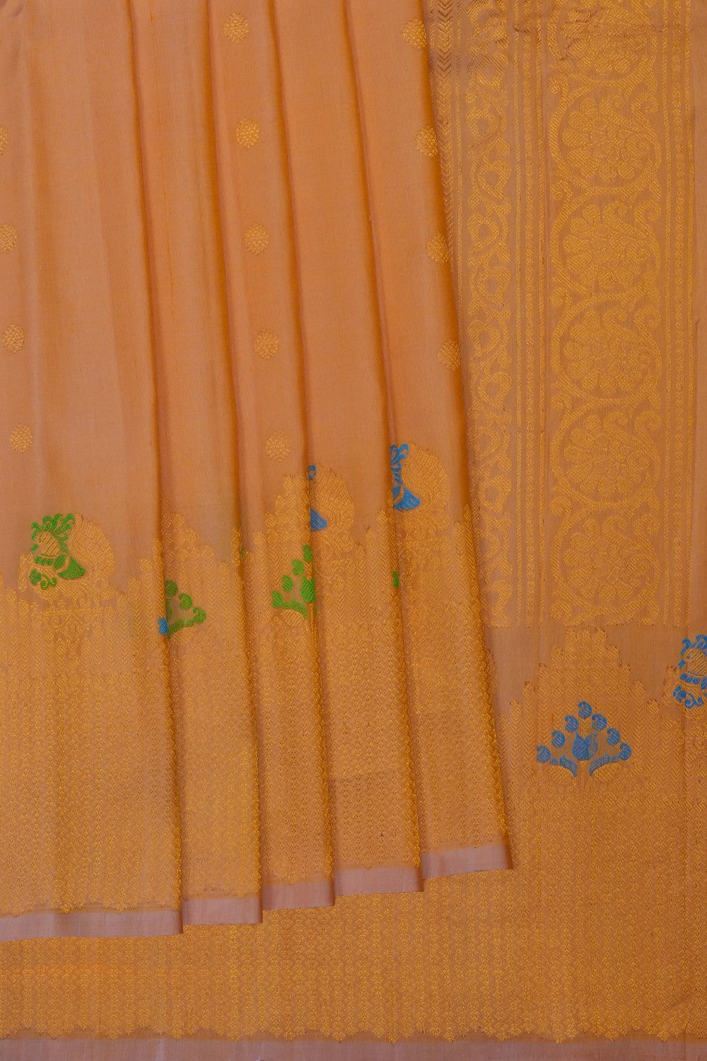 Image of Coral-Peach Gadwal Silk Saree