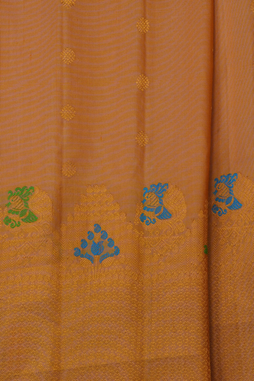 Image of Coral-Peach Gadwal Silk Saree