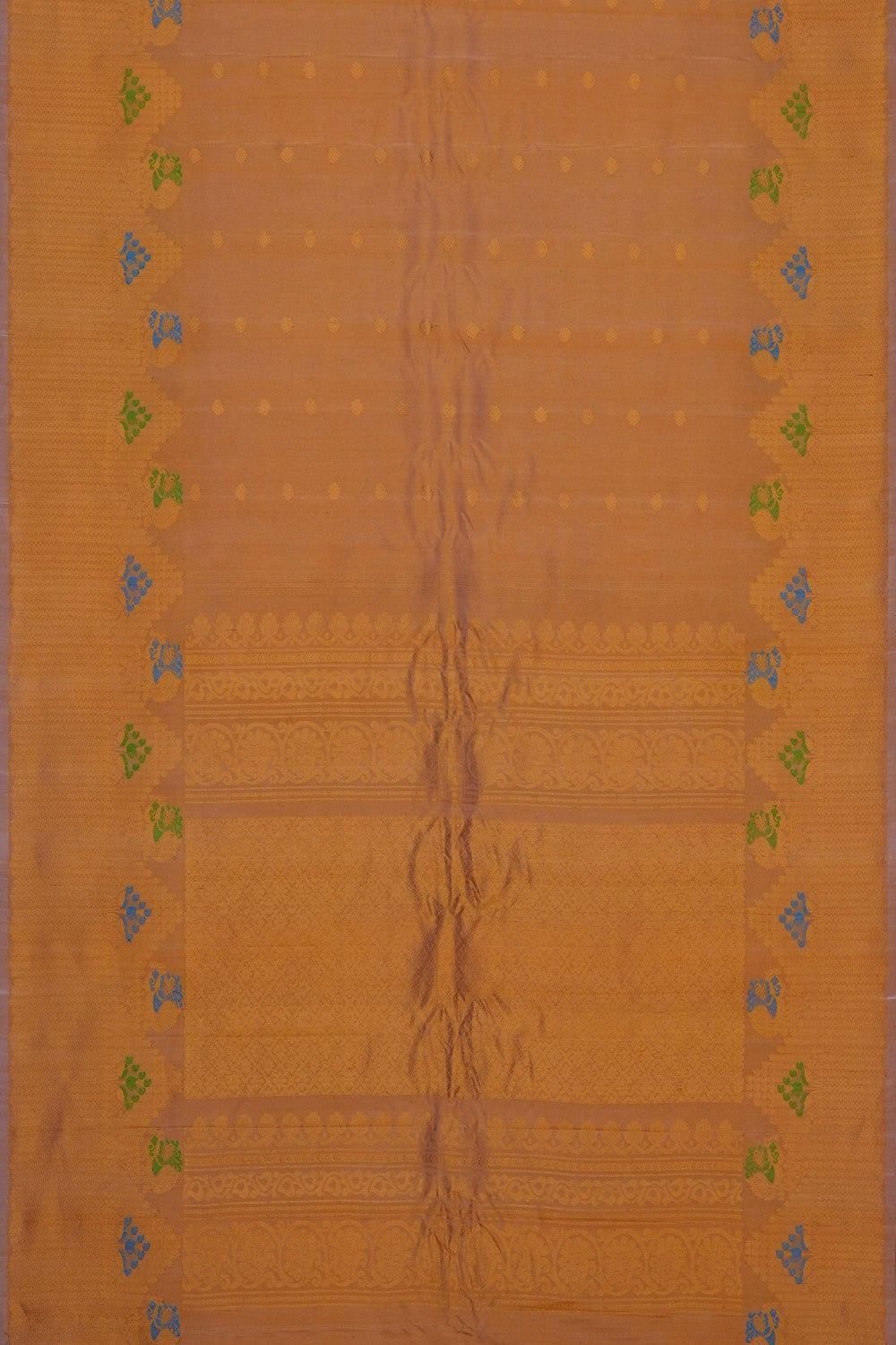 Image of Coral-Peach Gadwal Silk Saree