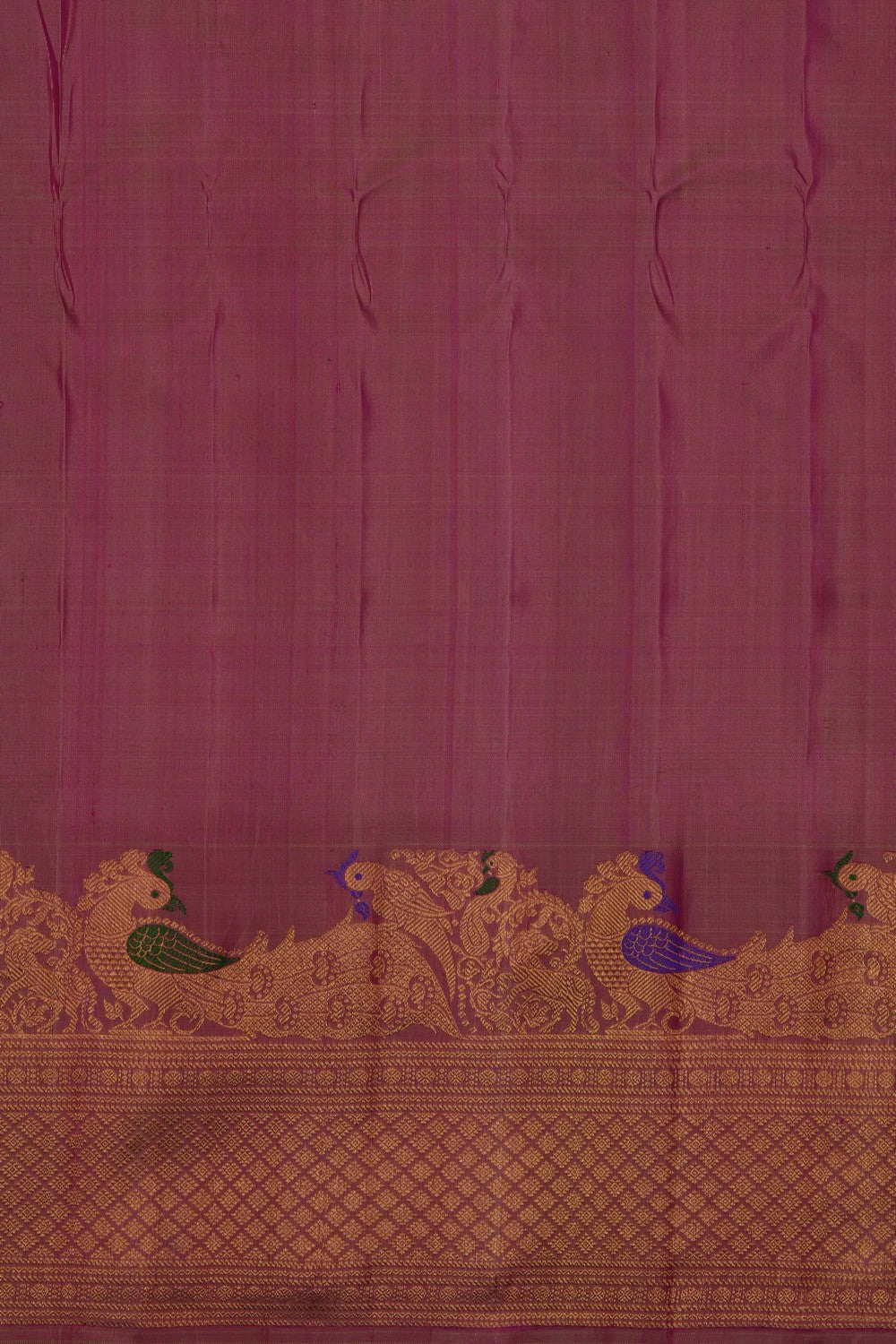Image of Coral-Pink Gadwal Silk Saree