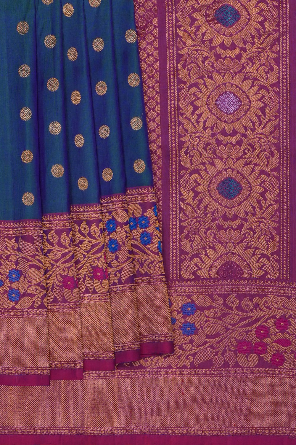 Image of Blue Gadwal Silk Saree