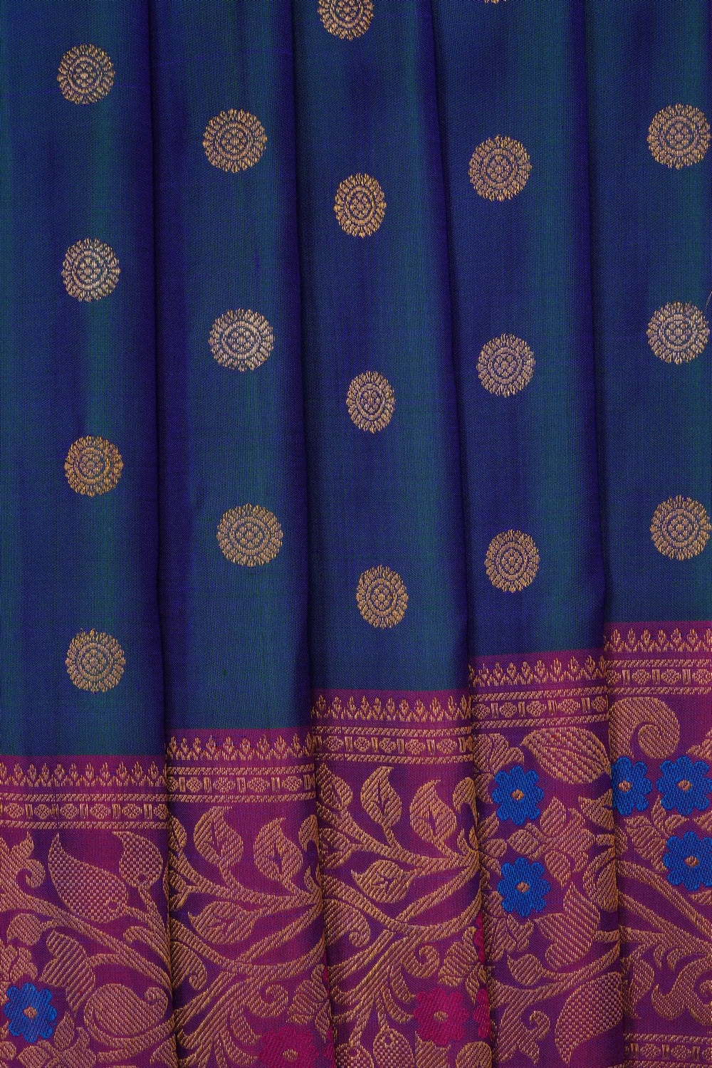 Image of Blue Gadwal Silk Saree