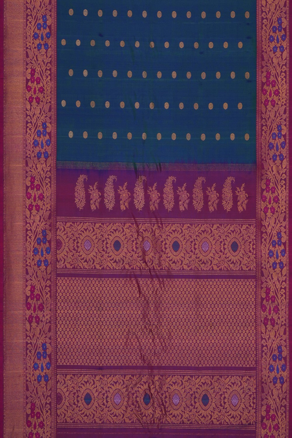 Image of Blue Gadwal Silk Saree