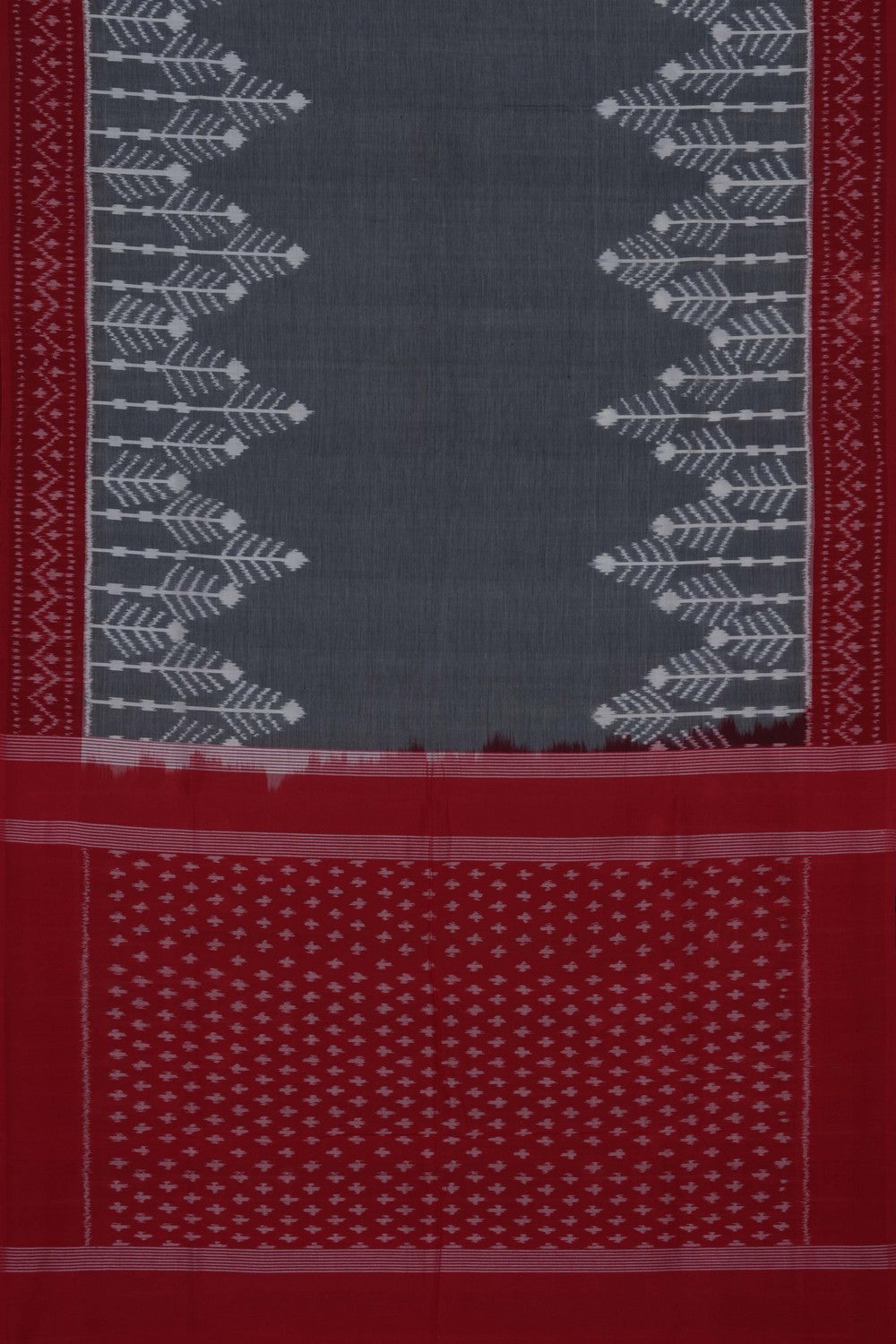 Image of Grey Pochampally Ikat Cotton Saree