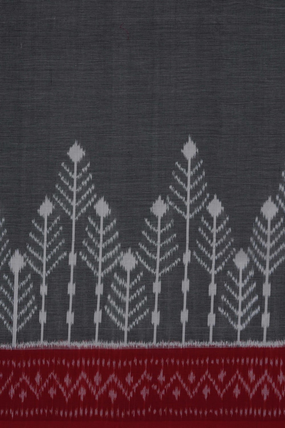 Image of Grey Pochampally Ikat Cotton Saree