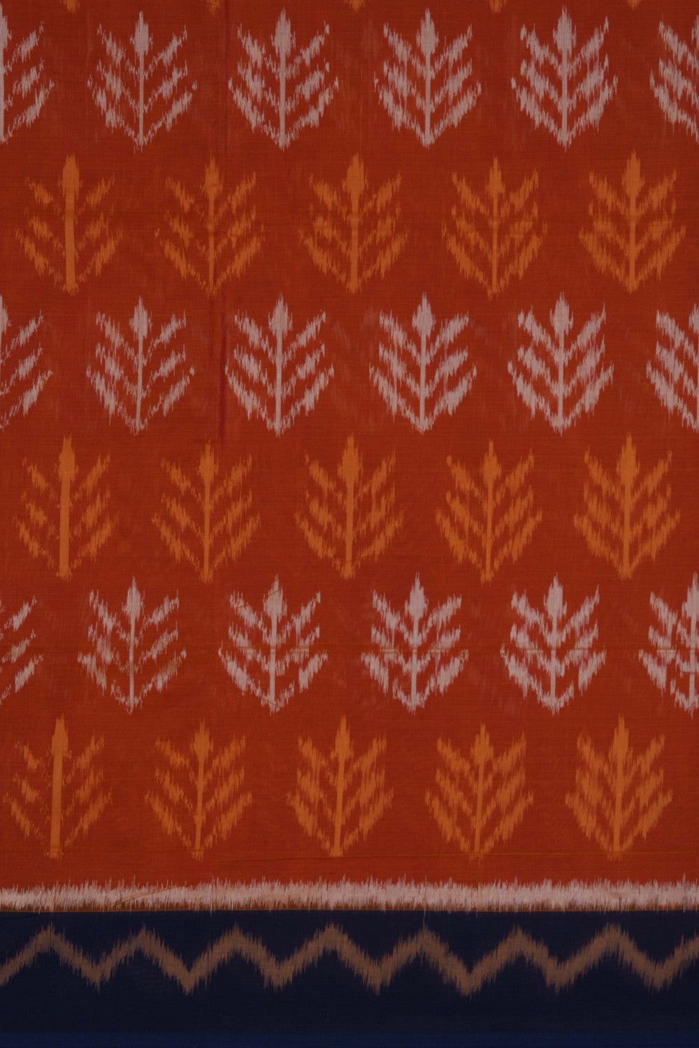 Image of Orange Pochampally Ikat Cotton Saree