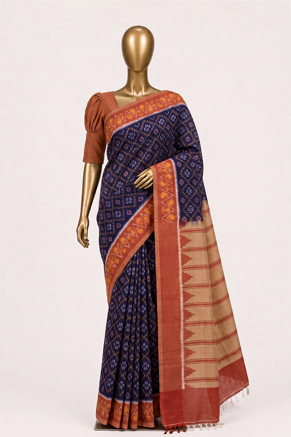 Image of Purple Pochampally Ikat Cotton Saree