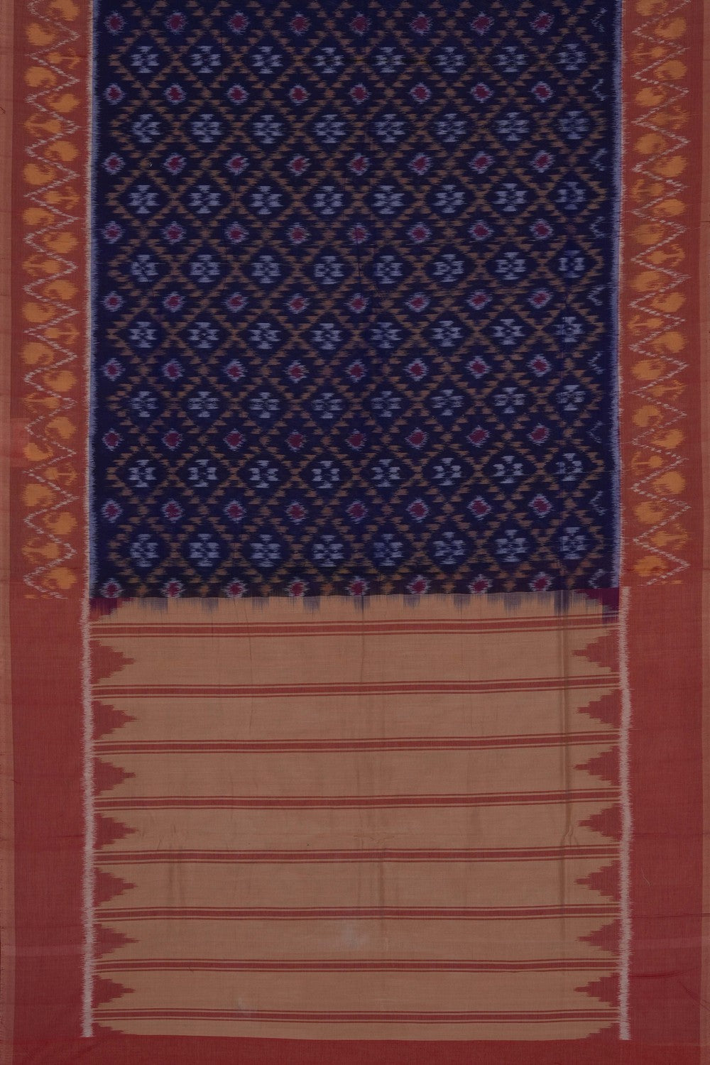 Image of Purple Pochampally Ikat Cotton Saree
