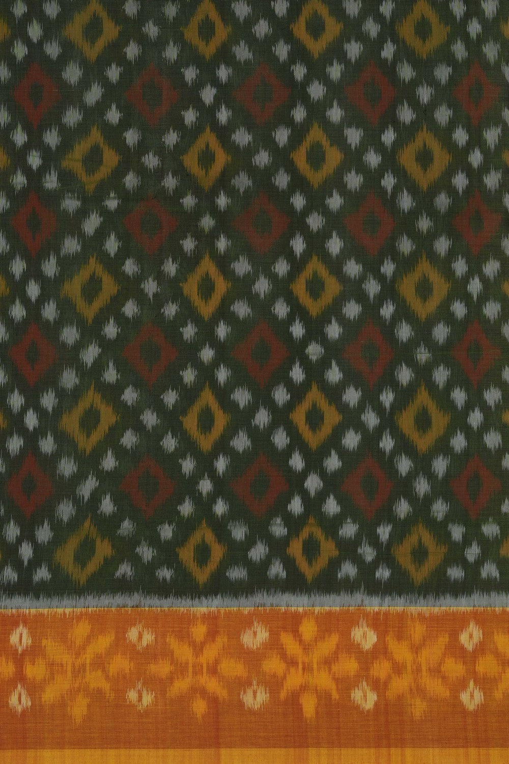 Image of Green Pochampally Ikat Cotton Saree