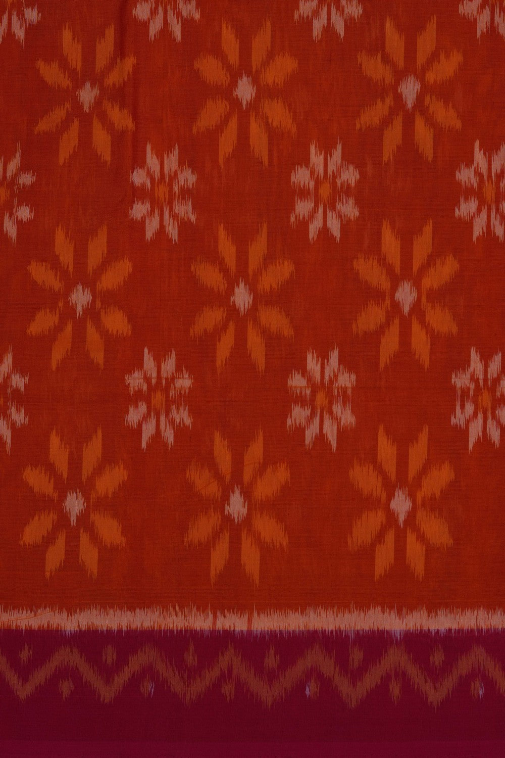 Image of Orange Pochampally Ikat Cotton Saree