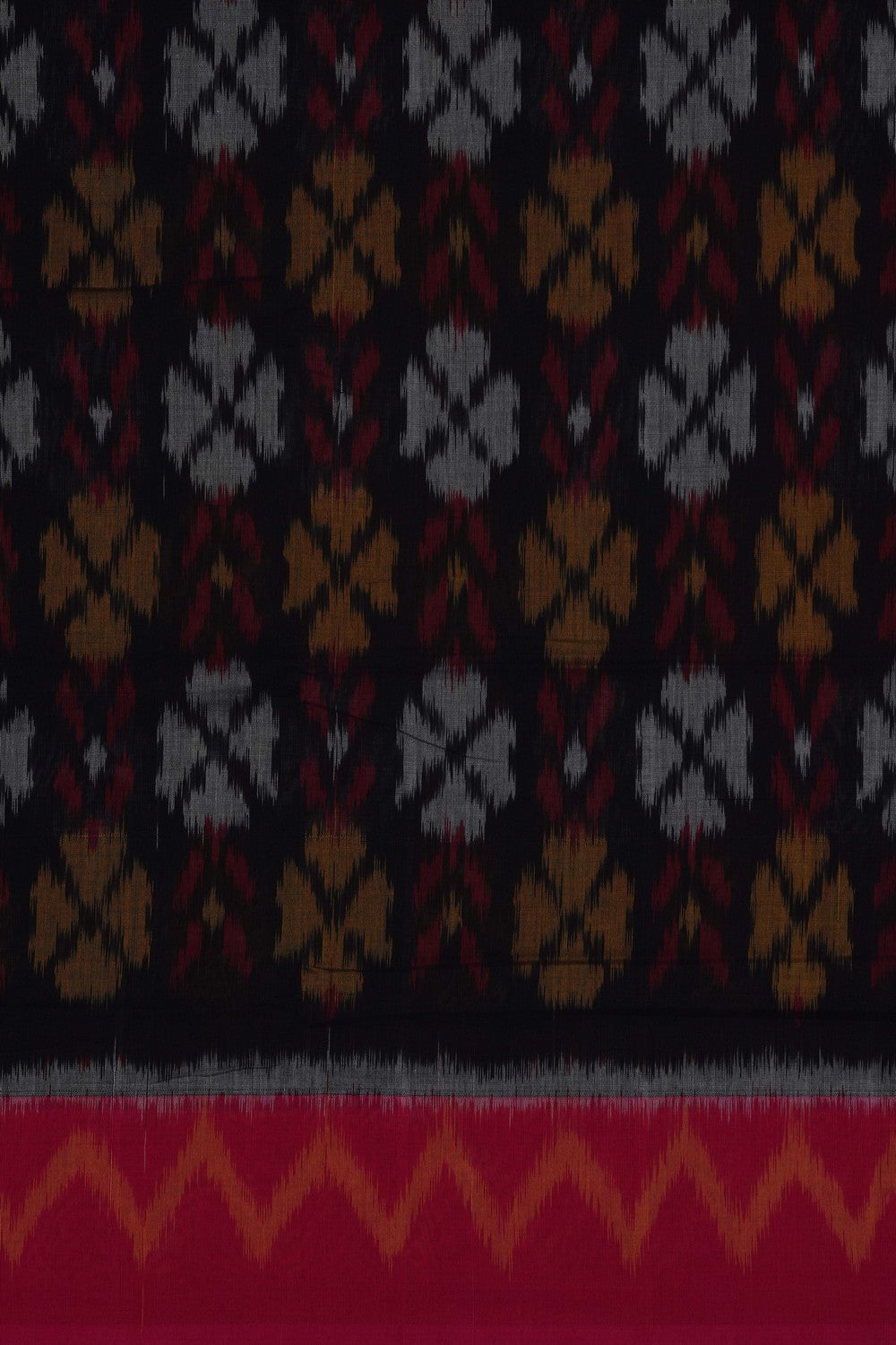 Image of Black Pochampally Ikat Cotton Saree